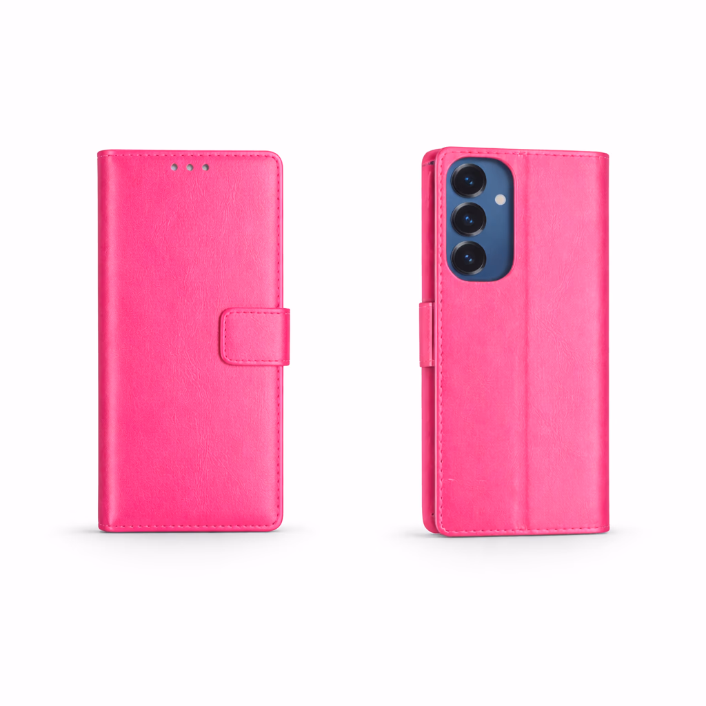 Samsung S25 Plus - Classic Leather Wallet - Hot Pink